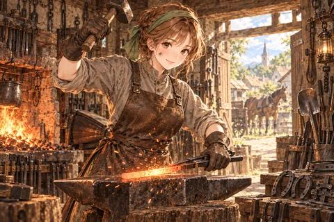 철물을 벼리는 대장장이 엔딩 그림