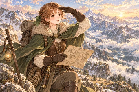 미지의 산맥 탐험가 엔딩 그림