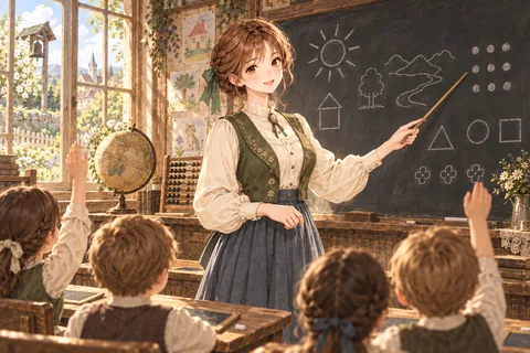 마을 학교의 교사 엔딩 그림